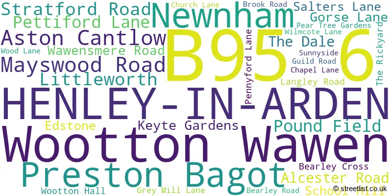 A word cloud for the B95 6 postcode
